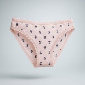 Victoria's Secret The Lacie Lace-Waist Bikini Panty Women's Medium VS Pink Print